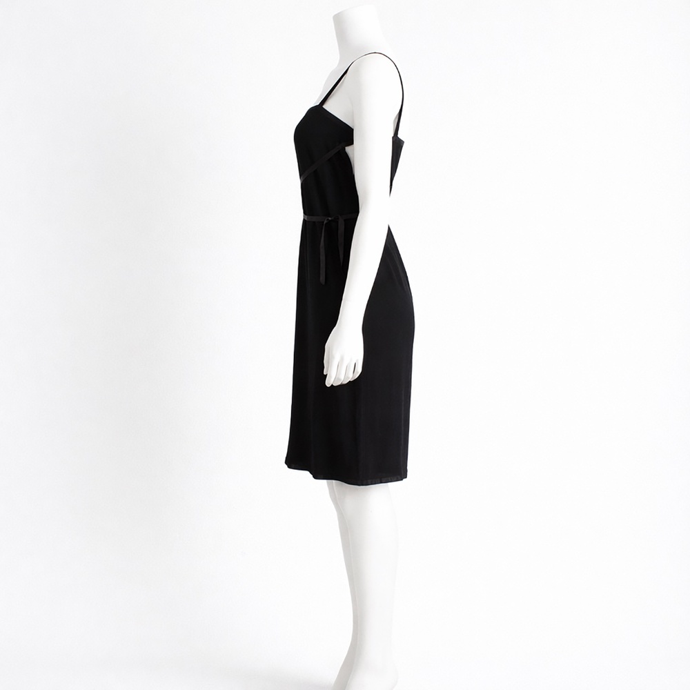 Yves Saint Laurent Rive Gauche Black Crepe Cocktail Dress Wrap Tie Bodice 1990s - Picture 10 of 13